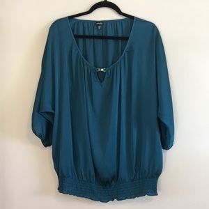 Rafaella women satin blue top size 2X